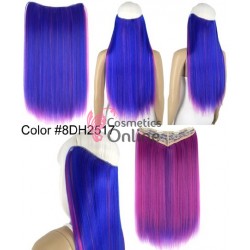 Extensie de par cu 5 Clips On delux dubla dreapta de 60 cm, Mixt Albastra cu suvite Mov MWVC0062517H51P